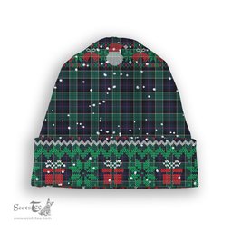 ScotsTee Shop Scottish Leslie Hunting Modern Tartan Plaid Christmas Deer Snowman Snowflake Bell Knit Beanie