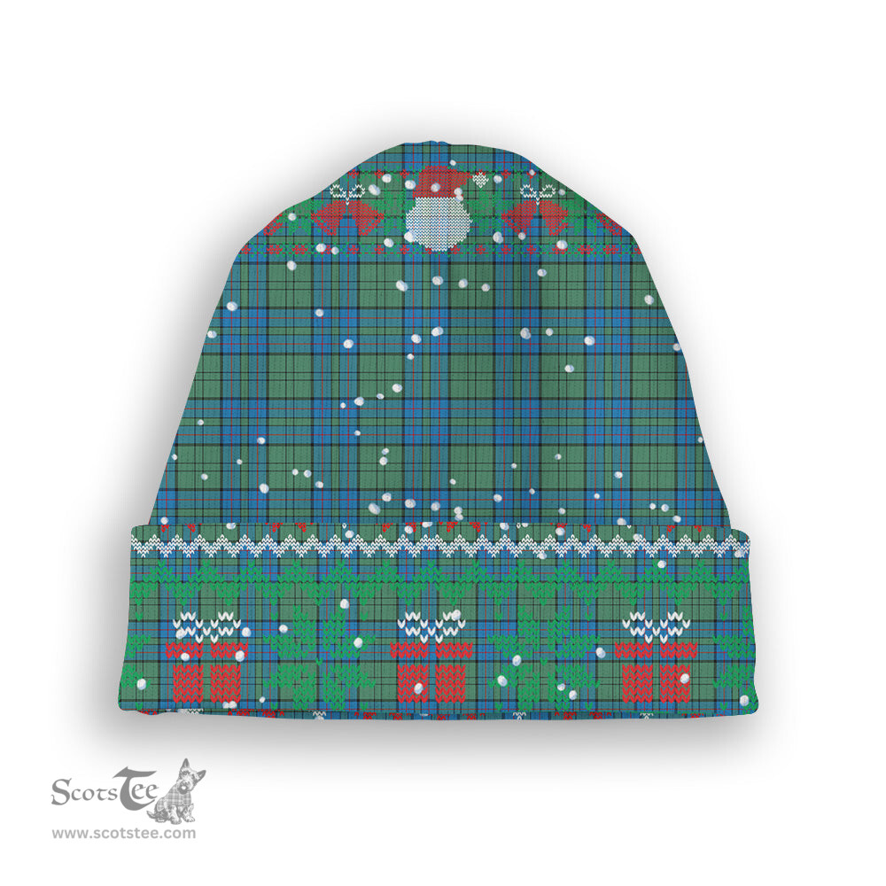 ScotsTee Shop Scottish Lockhart Ancient Tartan Plaid Christmas Deer Snowman Snowflake Bell Knit Beanie