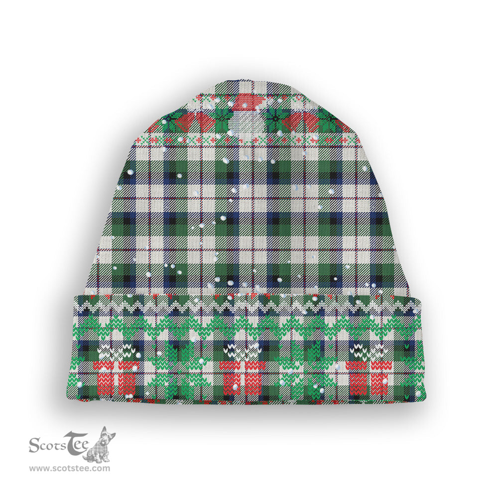 ScotsTee Shop Scottish Macnaghten Dress Modern Tartan Plaid Christmas Deer Snowman Snowflake Bell Knit Beanie