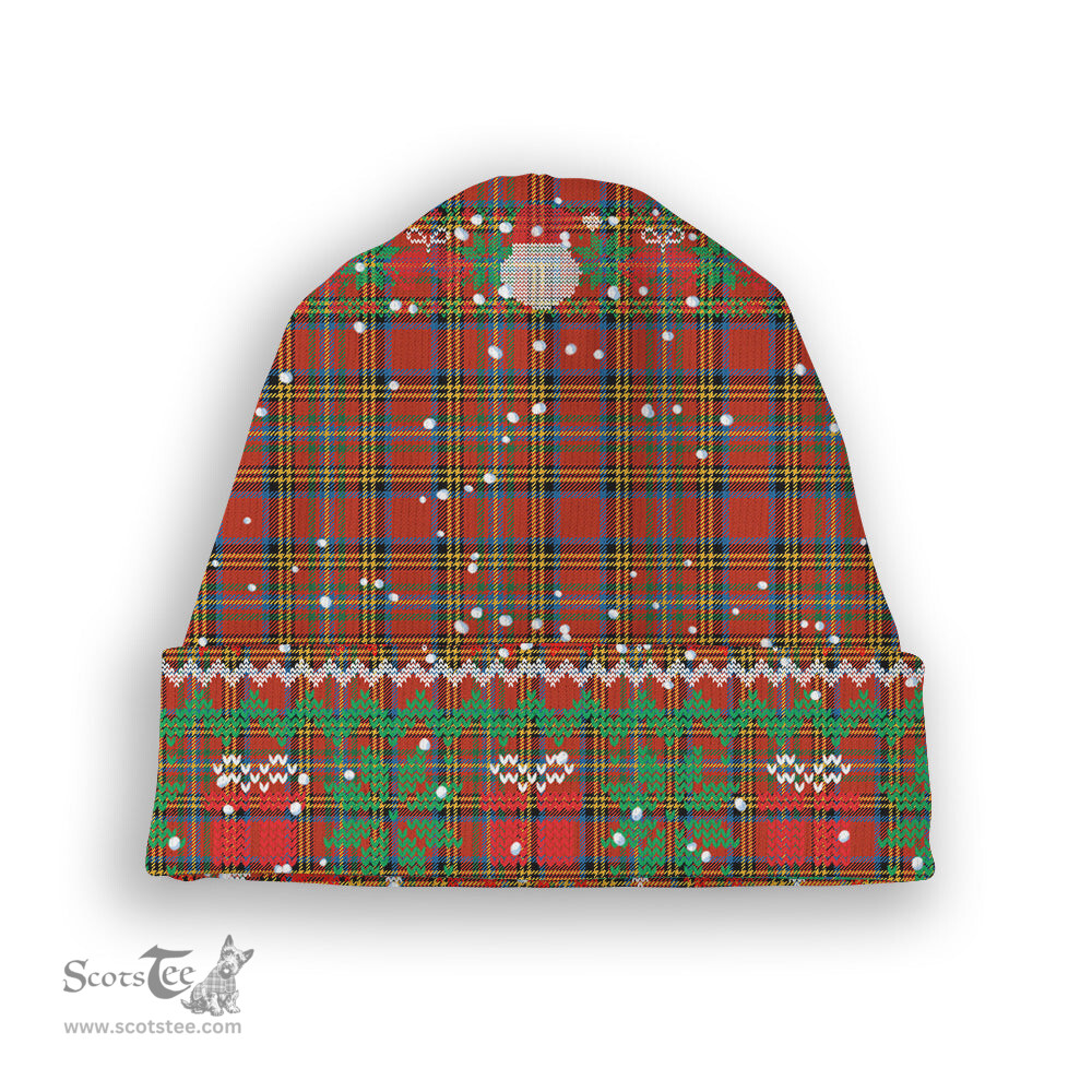 ScotsTee Shop Scottish Hepburn Ancient Tartan Plaid Christmas Deer Snowman Snowflake Bell Knit Beanie