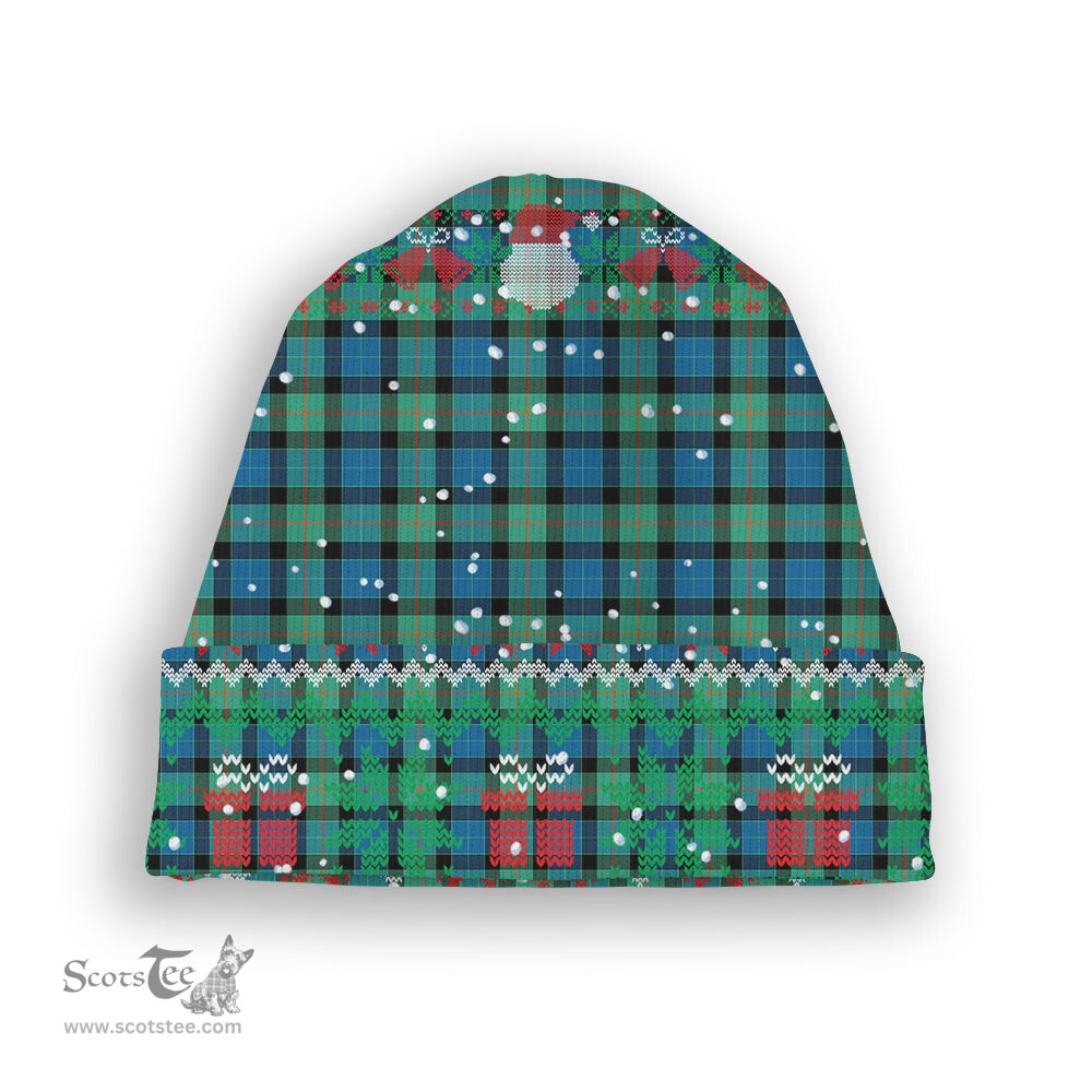 ScotsTee Shop Scottish Gunn Ancient Tartan Plaid Christmas Deer Snowman Snowflake Bell Knit Beanie