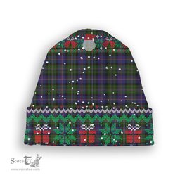ScotsTee Shop Scottish Malcolm 1840 Tartan Plaid Christmas Deer Snowman Snowflake Bell Knit Beanie