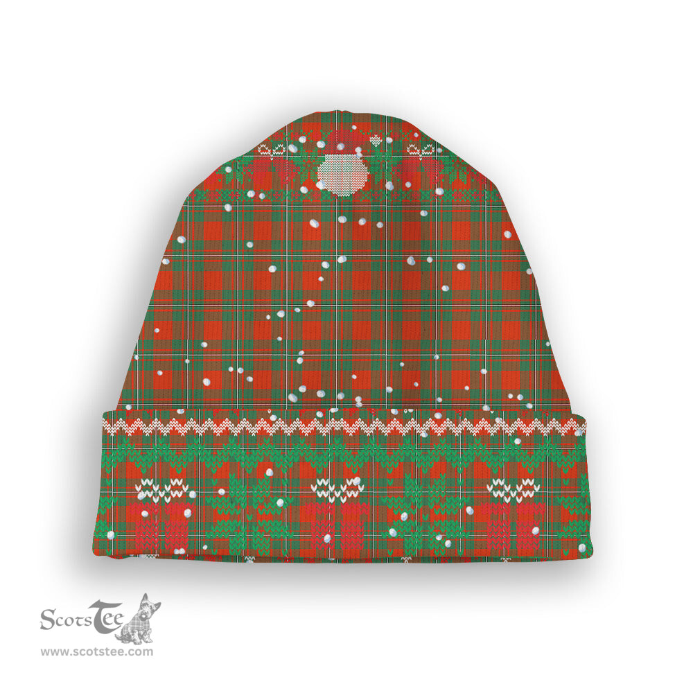 ScotsTee Shop Scottish McGregor Ancient Tartan Plaid Christmas Deer Snowman Snowflake Bell Knit Beanie