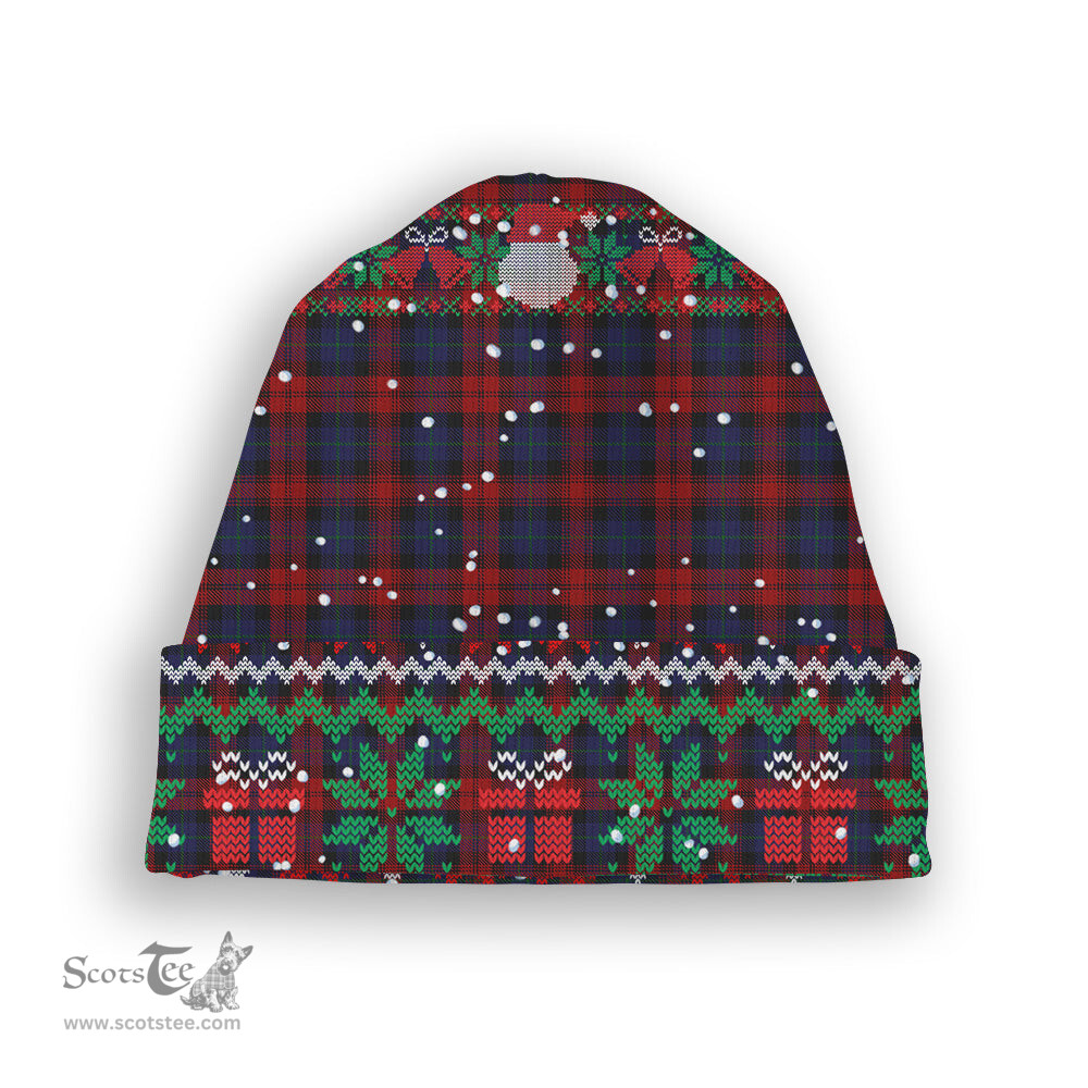 ScotsTee Shop Scottish McLaughlin Tartan Plaid Christmas Deer Snowman Snowflake Bell Knit Beanie