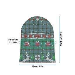 ScotsTee Shop Scottish McInnes Ancient Tartan Plaid Christmas Deer Snowman Snowflake Bell Knit Beanie