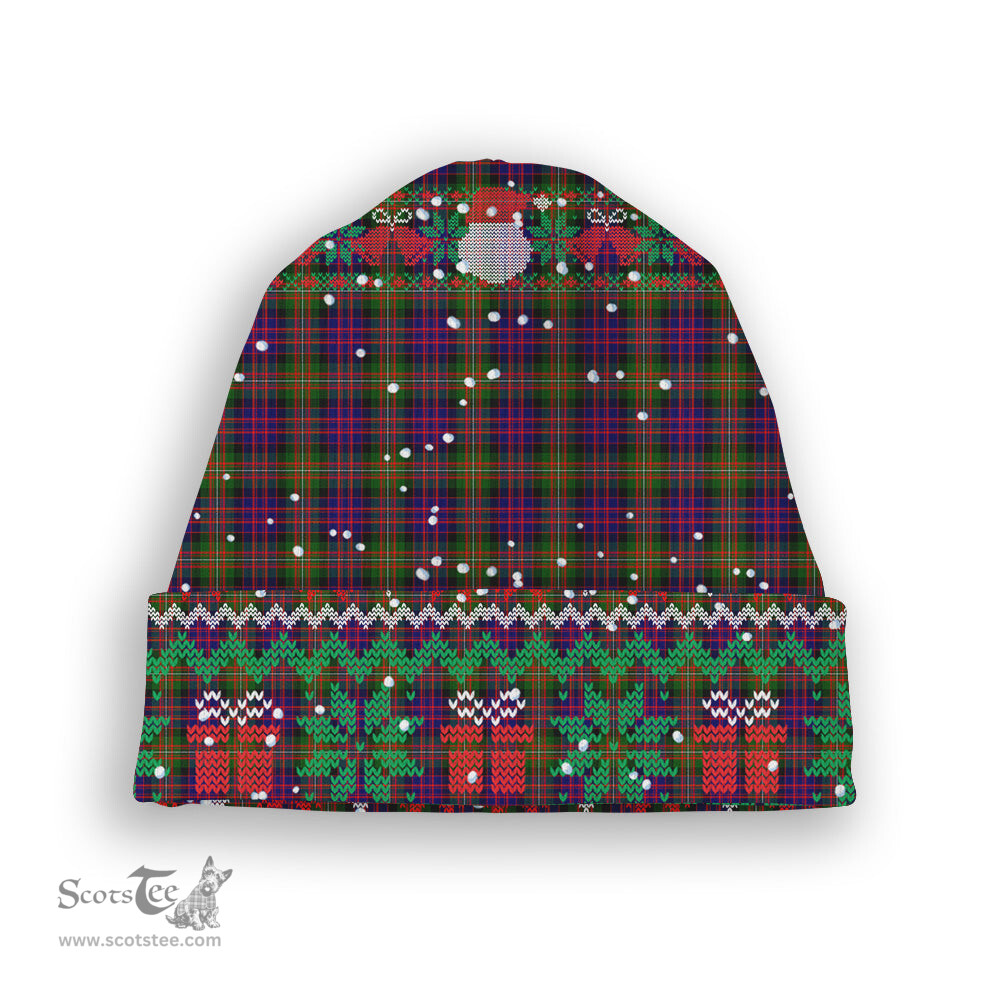 ScotsTee Shop Scottish McDonell Of Glengarry Modern Tartan Plaid Christmas Deer Snowman Snowflake Bell Knit Beanie