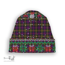 ScotsTee Shop Scottish McDonell Of Glengarry Modern Tartan Plaid Christmas Deer Snowman Snowflake Bell Knit Beanie
