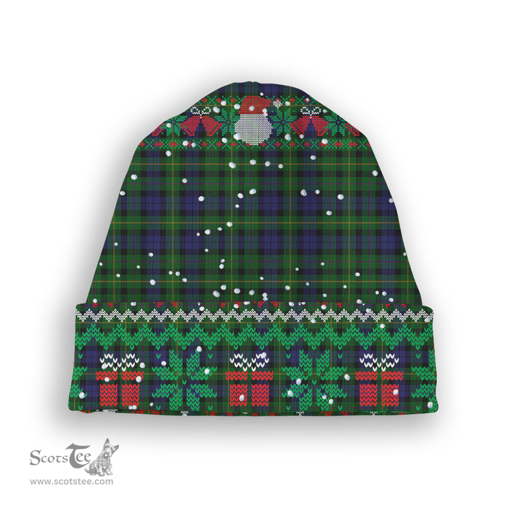 ScotsTee Shop Scottish MacBride Tartan Plaid Christmas Deer Snowman Snowflake Bell Knit Beanie