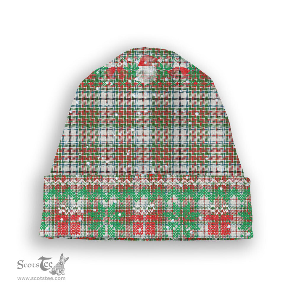 ScotsTee Shop Scottish McBain Dress Ancient Tartan Plaid Christmas Deer Snowman Snowflake Bell Knit Beanie