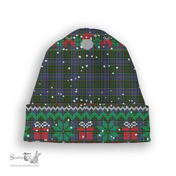 ScotsTee Shop Scottish MacMillan Hunting Tartan Plaid Christmas Deer Snowman Snowflake Bell Knit Beanie