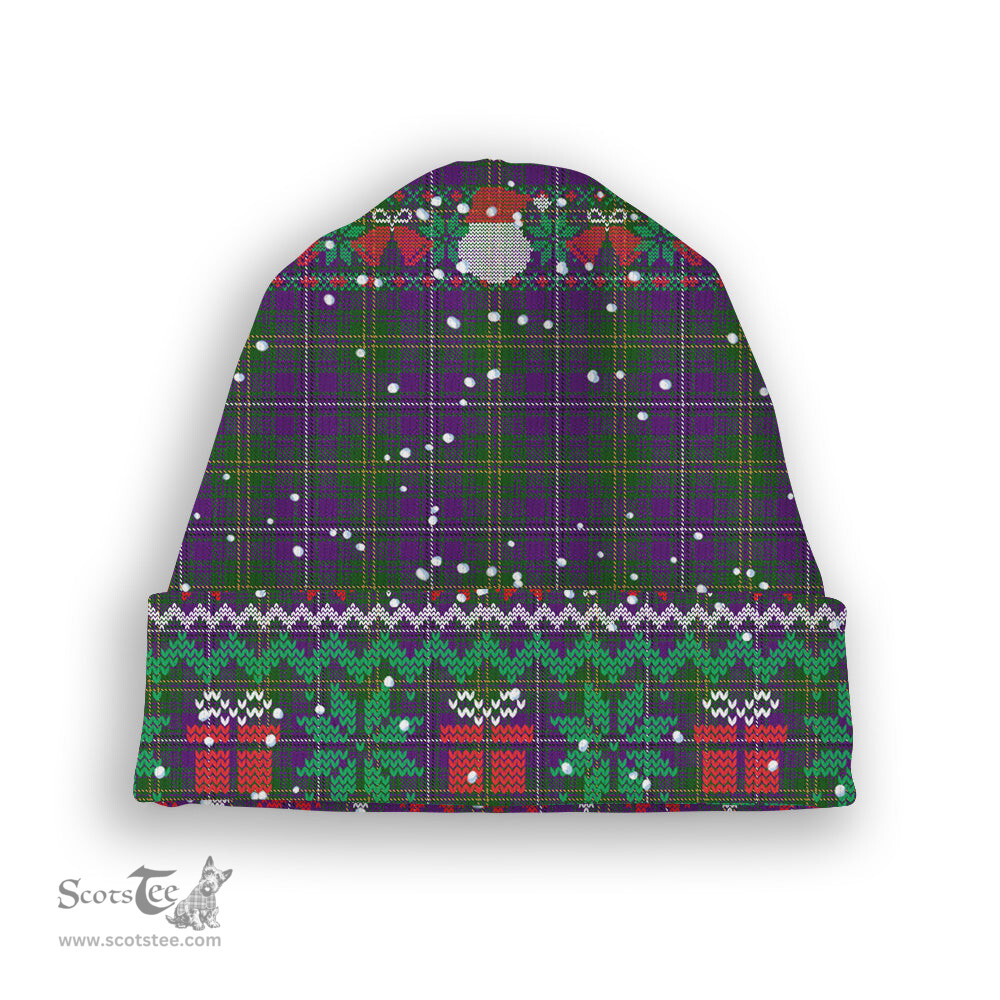 ScotsTee Shop Scottish Hay of Megginch Tartan Plaid Christmas Deer Snowman Snowflake Bell Knit Beanie