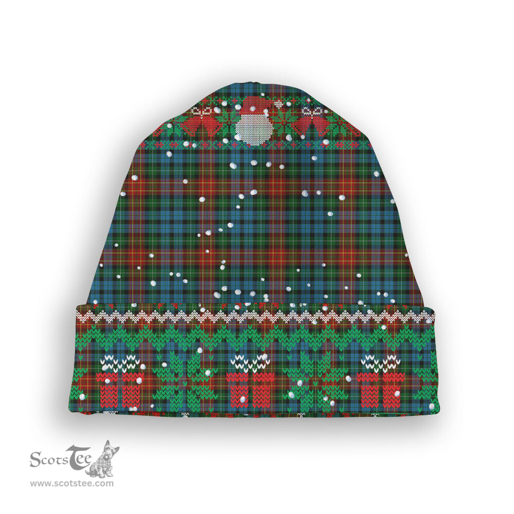 ScotsTee Shop Scottish Langston Tartan Plaid Christmas Deer Snowman Snowflake Bell Knit Beanie