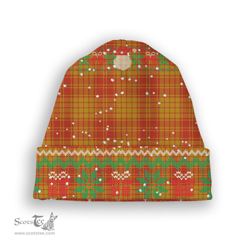 ScotsTee Shop Scottish MacMillan Dress Ancient Tartan Plaid Christmas Deer Snowman Snowflake Bell Knit Beanie
