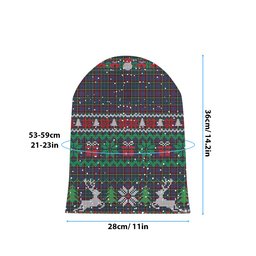 ScotsTee Shop Scottish MacBeth or MacLulich Tartan Plaid Christmas Deer Snowman Snowflake Bell Knit Beanie