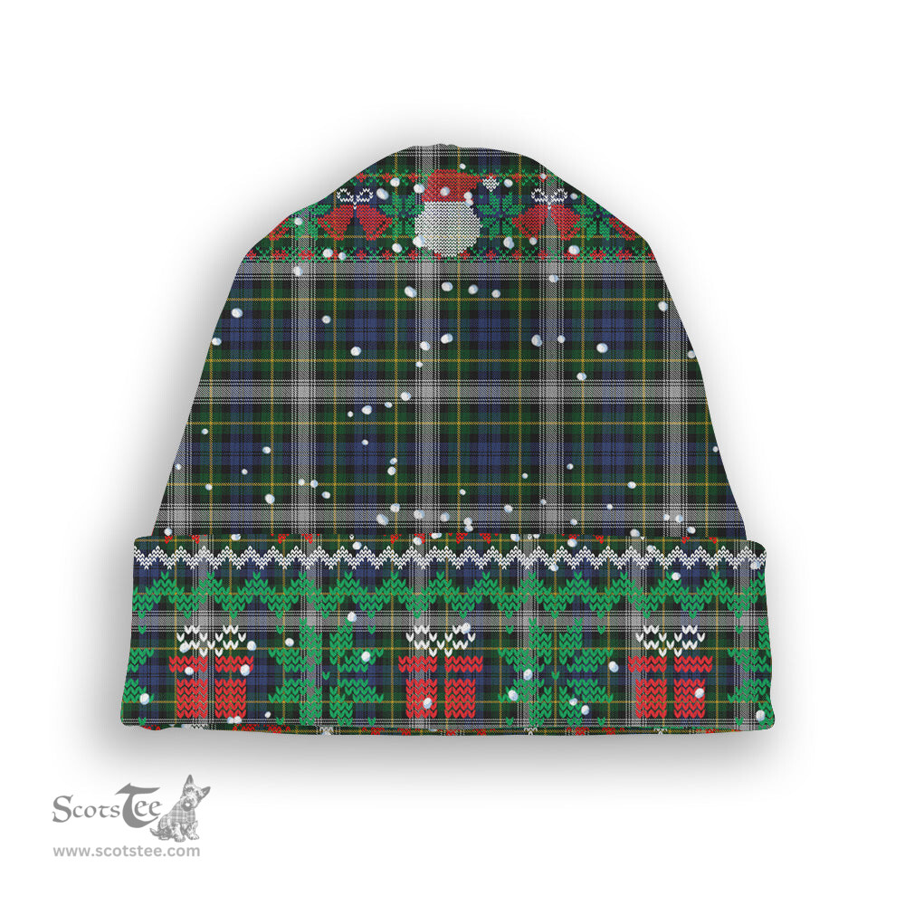 ScotsTee Shop Scottish Gordon Dress 2 Tartan Plaid Christmas Deer Snowman Snowflake Bell Knit Beanie
