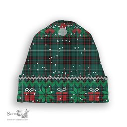 ScotsTee Shop Scottish McAuley of Lewis Modern Tartan Plaid Christmas Deer Snowman Snowflake Bell Knit Beanie