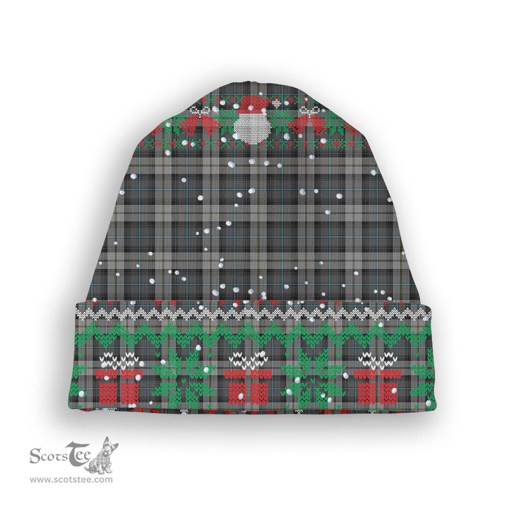ScotsTee Shop Scottish McCandlish Dress Grey Tartan Plaid Christmas Deer Snowman Snowflake Bell Knit Beanie
