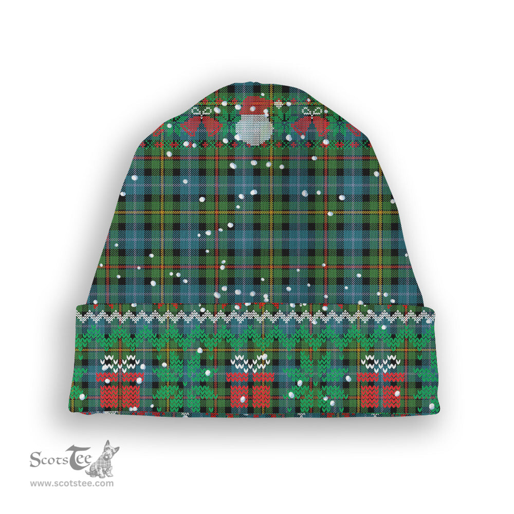 ScotsTee Shop Scottish Gow Hunting Ancient Tartan Plaid Christmas Deer Snowman Snowflake Bell Knit Beanie
