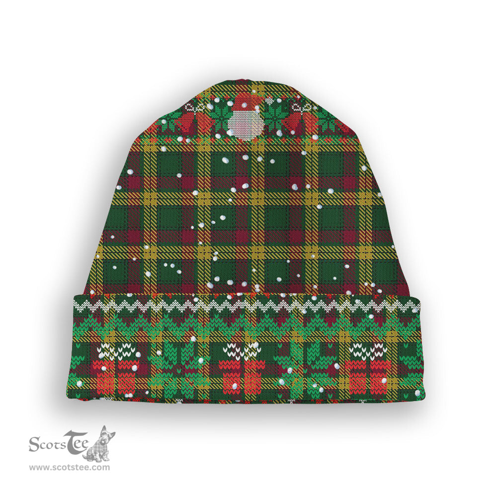 ScotsTee Shop Scottish MacMillan Ancient Tartan Plaid Christmas Deer Snowman Snowflake Bell Knit Beanie
