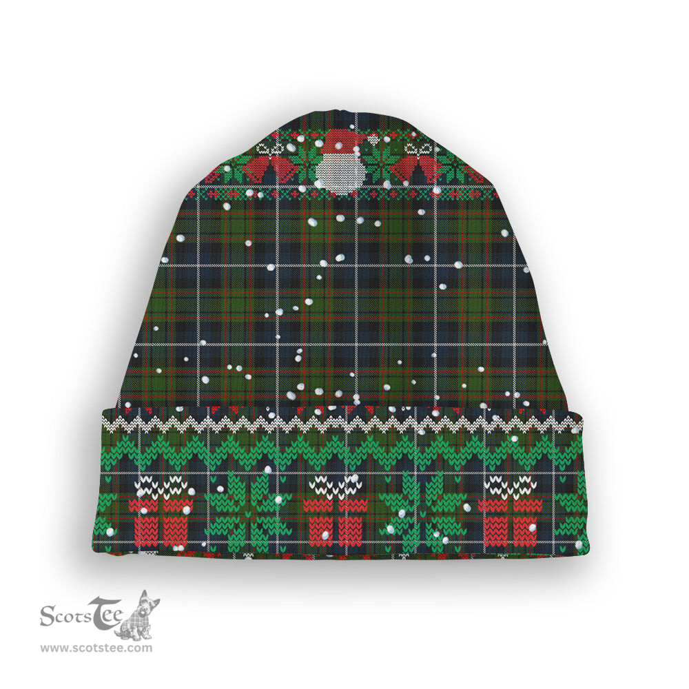 ScotsTee Shop Scottish MacRae Hunting Tartan Plaid Christmas Deer Snowman Snowflake Bell Knit Beanie