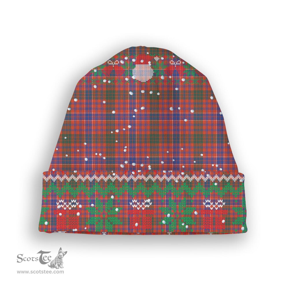 ScotsTee Shop Scottish MacRae Ancient Tartan Plaid Christmas Deer Snowman Snowflake Bell Knit Beanie