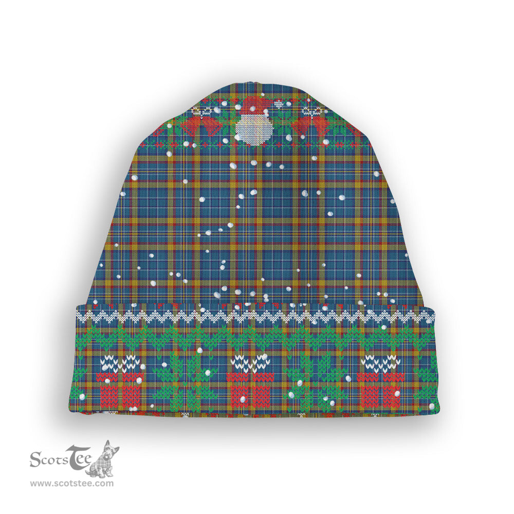 ScotsTee Shop Scottish Healy Suspect Tartan Plaid Christmas Deer Snowman Snowflake Bell Knit Beanie
