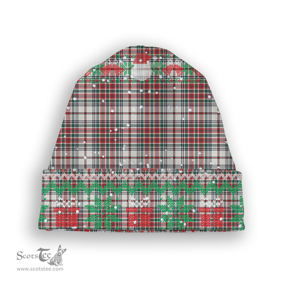 ScotsTee Shop Scottish MacBean Dress Modern Tartan Plaid Christmas Deer Snowman Snowflake Bell Knit Beanie