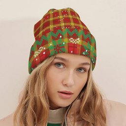ScotsTee Shop Scottish Maguire Black Tartan Plaid Christmas Deer Snowman Snowflake Bell Knit Beanie