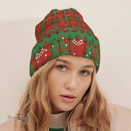 ScotsTee Shop Scottish Maxwell Ancient Tartan Plaid Christmas Deer Snowman Snowflake Bell Knit Beanie