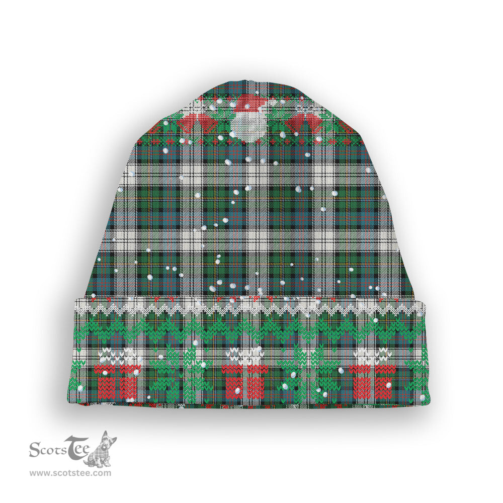 ScotsTee Shop Scottish McCallum Dress Ancient Tartan Plaid Christmas Deer Snowman Snowflake Bell Knit Beanie
