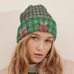 ScotsTee Shop Scottish Hay White Dress Tartan Plaid Christmas Deer Snowman Snowflake Bell Knit Beanie