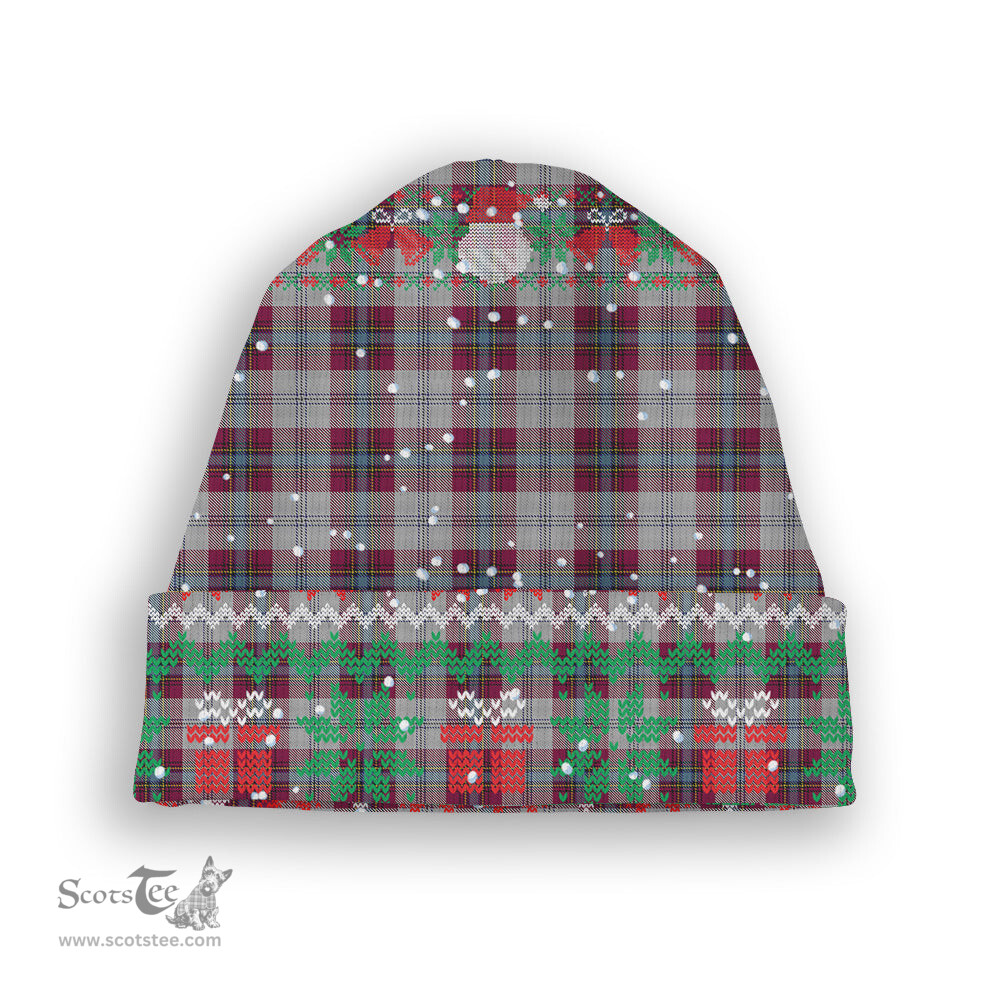 ScotsTee Shop Scottish MacLean of Duart Dress 4 Tartan Plaid Christmas Deer Snowman Snowflake Bell Knit Beanie