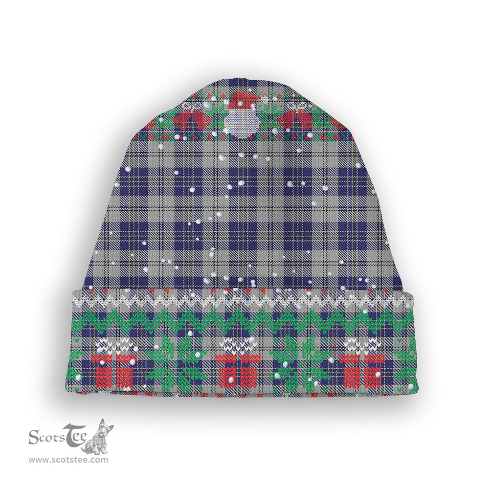 ScotsTee Shop Scottish MacPherson Dress Blue Tartan Plaid Christmas Deer Snowman Snowflake Bell Knit Beanie