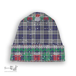 ScotsTee Shop Scottish MacPherson Dress Blue Tartan Plaid Christmas Deer Snowman Snowflake Bell Knit Beanie