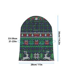ScotsTee Shop Scottish Hogarth of Firhill 2 Tartan Plaid Christmas Deer Snowman Snowflake Bell Knit Beanie