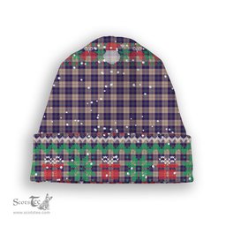ScotsTee Shop Scottish Harris Royal Blue Tartan Plaid Christmas Deer Snowman Snowflake Bell Knit Beanie