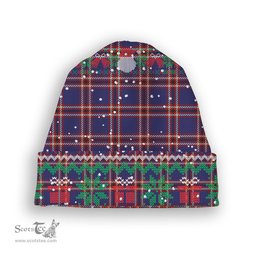 ScotsTee Shop Scottish Laing of Archiestown Tartan Plaid Christmas Deer Snowman Snowflake Bell Knit Beanie