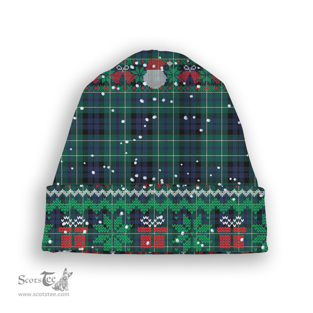 ScotsTee Shop Scottish MacNeill of Colonsay Modern Tartan Plaid Christmas Deer Snowman Snowflake Bell Knit Beanie