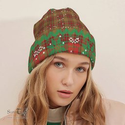 ScotsTee Shop Scottish MacBrair Hunting Tartan Plaid Christmas Deer Snowman Snowflake Bell Knit Beanie