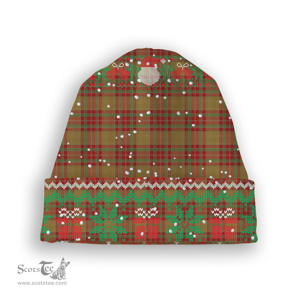 ScotsTee Shop Scottish MacBrair Hunting Tartan Plaid Christmas Deer Snowman Snowflake Bell Knit Beanie