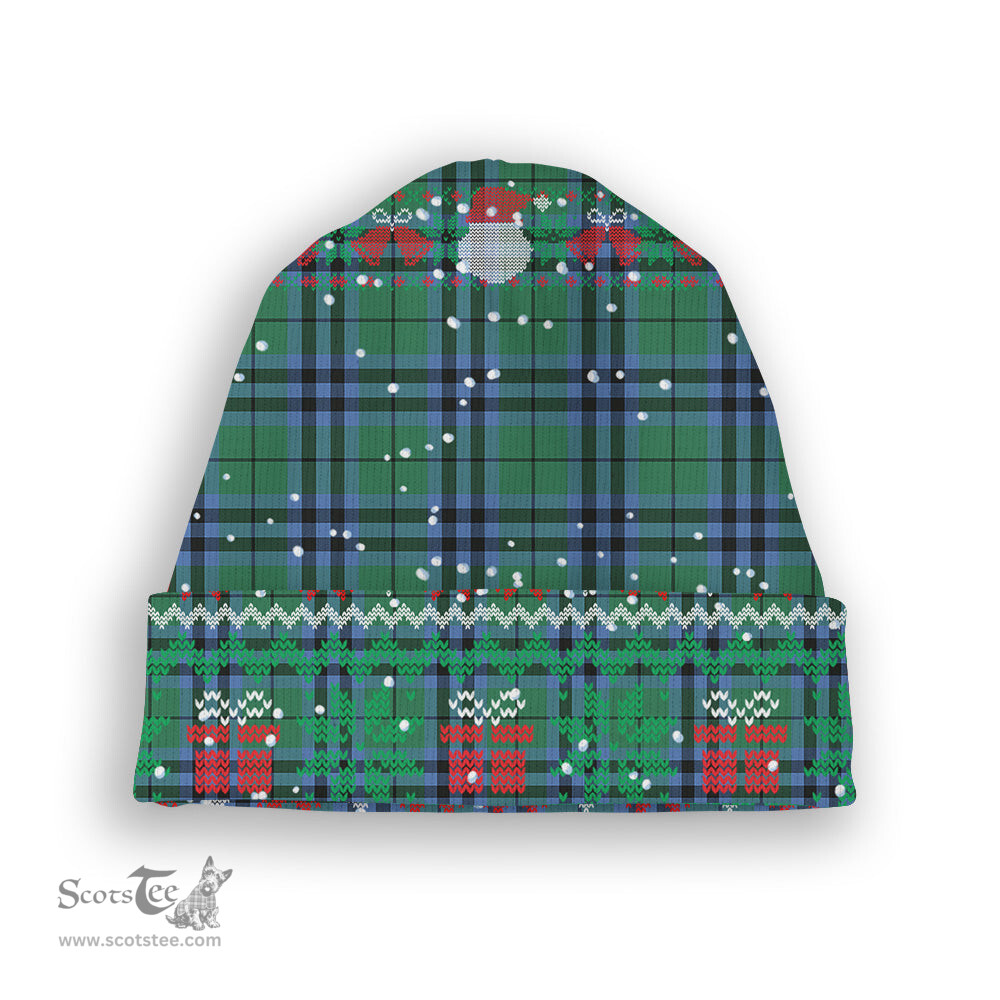ScotsTee Shop Scottish Marshall Ancient Tartan Plaid Christmas Deer Snowman Snowflake Bell Knit Beanie