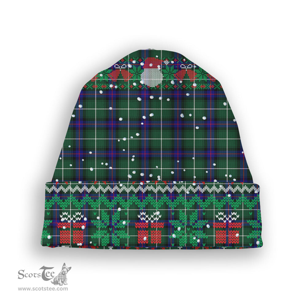 ScotsTee Shop Scottish MacDonald of the Isles Hunting Modern Tartan Plaid Christmas Deer Snowman Snowflake Bell Knit Beanie