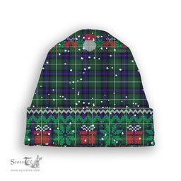 ScotsTee Shop Scottish MacDonald of the Isles Hunting Modern Tartan Plaid Christmas Deer Snowman Snowflake Bell Knit Beanie