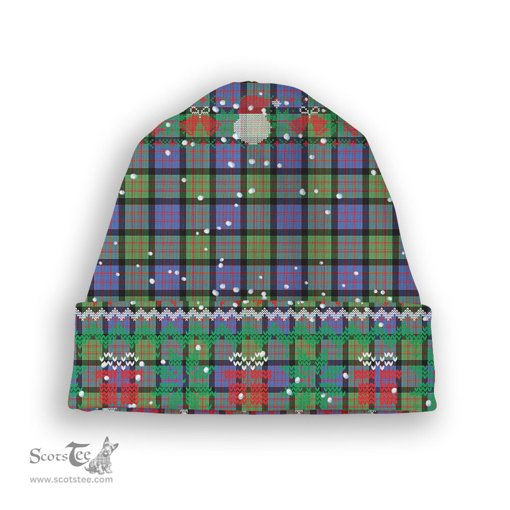 ScotsTee Shop Scottish MacDonald Ancient Tartan Plaid Christmas Deer Snowman Snowflake Bell Knit Beanie