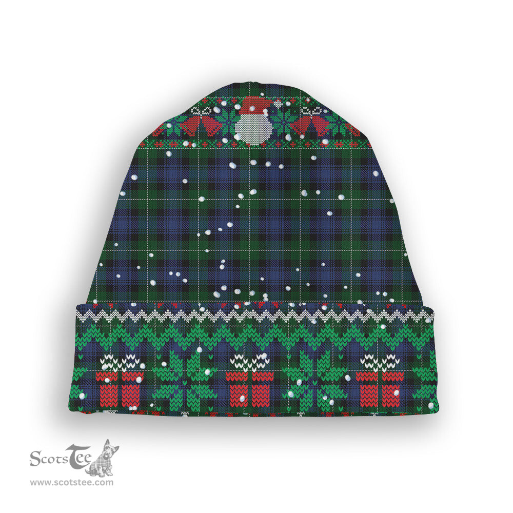 ScotsTee Shop Scottish Lamont 2 Tartan Plaid Christmas Deer Snowman Snowflake Bell Knit Beanie