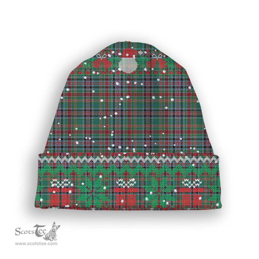 ScotsTee Shop Scottish Hunter Old Ancient Tartan Plaid Christmas Deer Snowman Snowflake Bell Knit Beanie