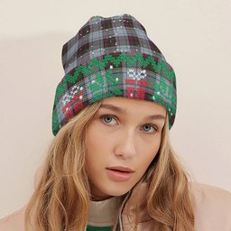 ScotsTee Shop Scottish McDonald Dress Ancient Tartan Plaid Christmas Deer Snowman Snowflake Bell Knit Beanie