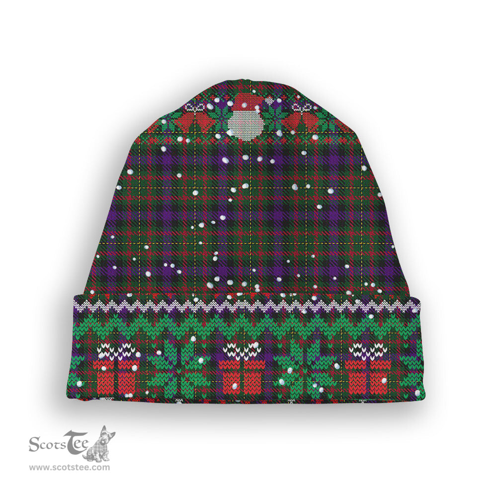 ScotsTee Shop Scottish MacLaren Regent Tartan Plaid Christmas Deer Snowman Snowflake Bell Knit Beanie