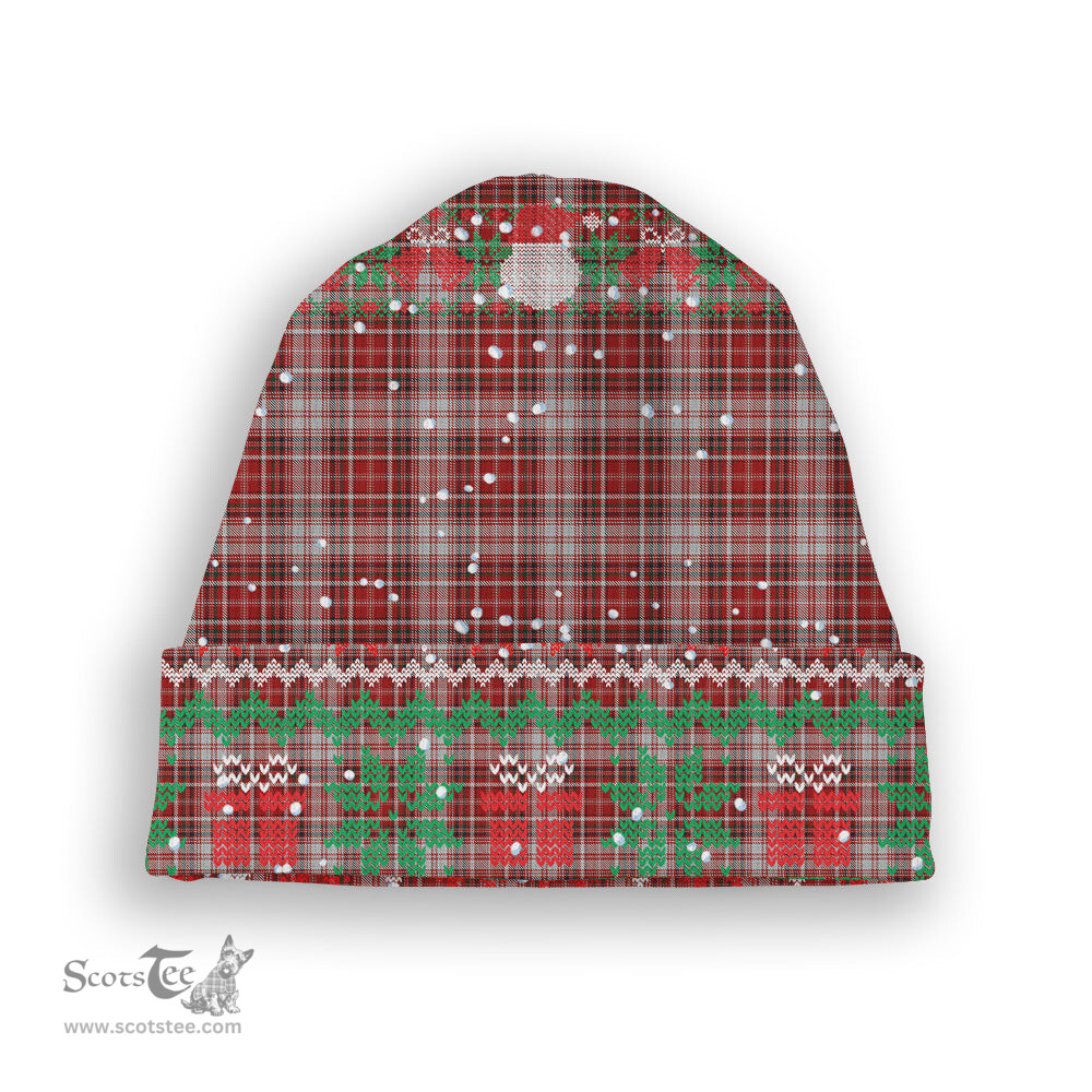 ScotsTee Shop Scottish McDougall Dress Tartan Plaid Christmas Deer Snowman Snowflake Bell Knit Beanie