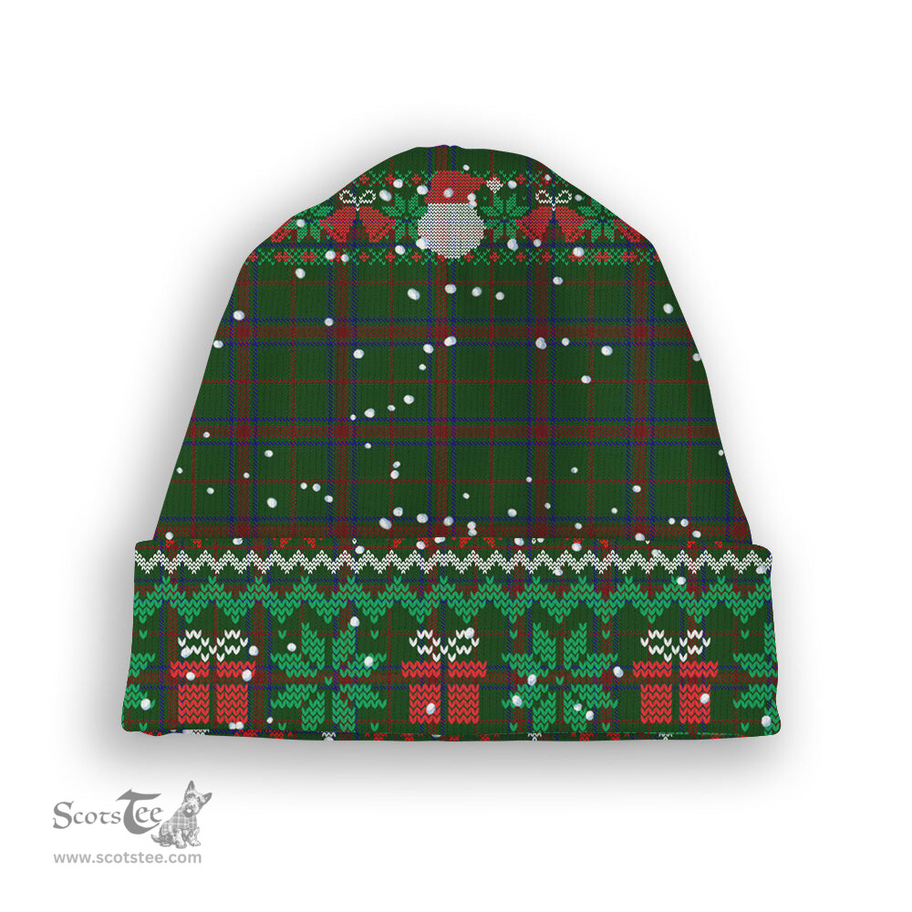 ScotsTee Shop Scottish Loton Tartan Plaid Christmas Deer Snowman Snowflake Bell Knit Beanie